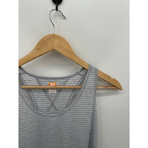 Lucy Tank Women Large Gray Striped Racerback Lucytech workout training Running - Picture 4 of 6